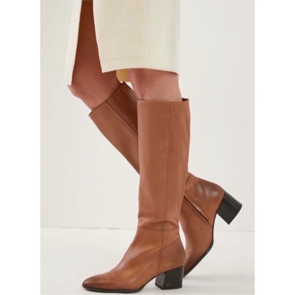 NWT ANTHROPOLOGIE Sam Edelman Kerbey Knee-High Stacked Leather Heel Boots Shoes - Picture 3 of 3